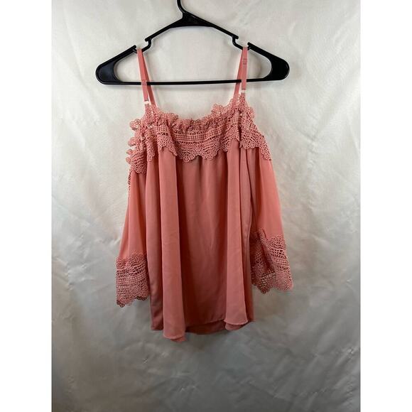 A. Byer Pink Cold Shoulder Women's Blouse Size Large - Picture 2 of 4
